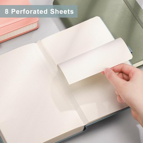 EMSHOI Dotted Notebook - 256 Pages A5 Dotted Grid Journal Notebook,120gsm Thick Paper,16 Perforated Pages, Smooth PU Leather, Inner Pocket,5.75'' × 8.38''-GrayBlue - color: GrayBlue, size: A5-Dotted