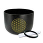 10 inch C Note Life of Flower Black Crystal Singing Bowl Root Chakra Meditation Sound Healing with Durable Carrying Case Suede Mallet Striker O-ring - size: 10 inch C NOTE