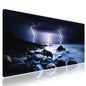 Extra Large Gaming & Office Mouse Pad (31.5" x 11.8") – Nature Lightning Summer Storm Bolts Over Rocks in Ocean Nightmare Theme Weather, Anti-Slip XXL Desk Mat with Durable Stitched Edges - color: Nightmare Theme