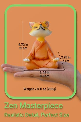 Zen Fox Figurine, Meditating Fox Buddha Statue for Home Decor, Living Room, Yoga & Meditation Accent, Shelf, Table, Desk Decor, Outdoor Garden Decor, Gifts for Women