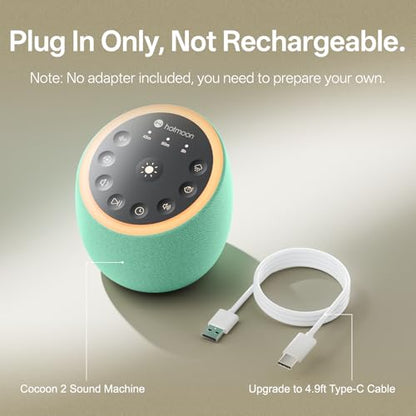 Hotmoon Sound Machine for Sleep, Cocoon 2 White Noise Sound Machine with 40 Relaxing Sounds, Dual-Speaker & Timer, 8 Night Light, Pink Brown Green Noise for Sleeping Adults, Office Privacy, Plug-in - size: green