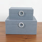 Sagebrook Home Set of 2 Decorative Storage Boxes with Lids - Fabric Covered MDF & Wood, Acrylic Handles - Home & Office Organizer - 9" & 7" Blue