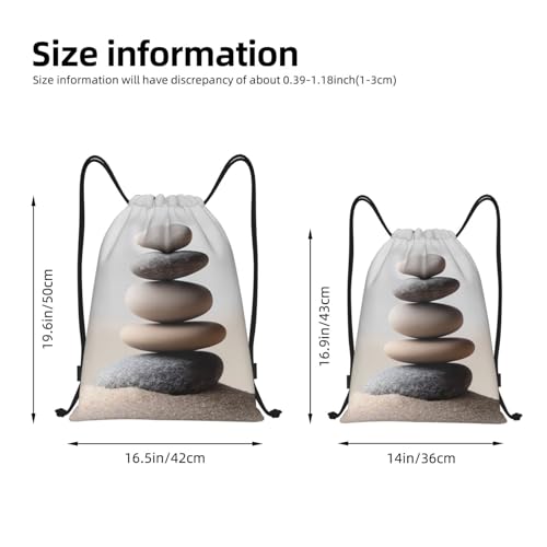 Meditation Stone Drawstring Backpack, Lightweight And Suitable For Fitness, Sports,With Shoulder Straps - size: Medium
