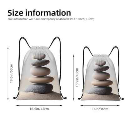 Meditation Stone Drawstring Backpack, Lightweight And Suitable For Fitness, Sports,With Shoulder Straps - size: Medium