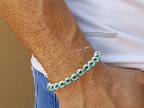 Amazing Gemstone Crystal Bracelet for Women Men's Gifts - Protection Healing Crystal Bracelet - 8mm Gemstone Beaded Stretchable Bracelet Pulseras Para Hombres Mujer Stocking Stuffers Mothers Day Gift (Pistachio Pearl) - color: Pistachio Pearl