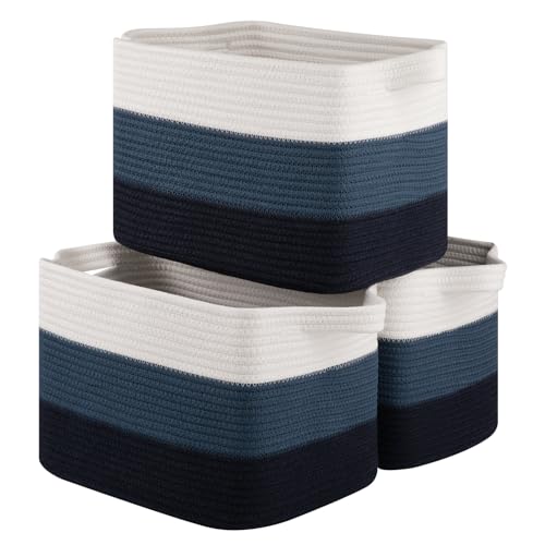 OIASKET Storage Basket for Organizing, Woven Baskets for Storage, Rectangle Decorative Baskets for Shleves, Closet, Toys, Books, Nursery Organizer Bins - Pack of 3 (Gradient Blue, 13"x9.85"x8.7") - color: Gradient Blue, size: 13"x9.85"x8.7"