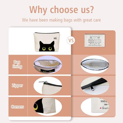 Black Cat Makeup Bag For Cat Mom Gift: Cute Kitty Cosmetic & Toiletry Pouch For Girls & Womens, Sisters, Friends.Ideal Black Cat Lover Gifts for Travel, Birthday, Christmas. - style: Black Cat