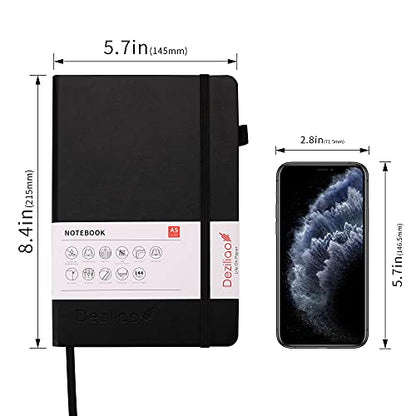 Lined Journal Notebooks with Pen Loop, Hardcover Notebook Journal for Work, 100Gsm Premium Thick Paper with Inner Pocket, Medium 5.7"x8.4", （Black, Ruled） - color: Black
