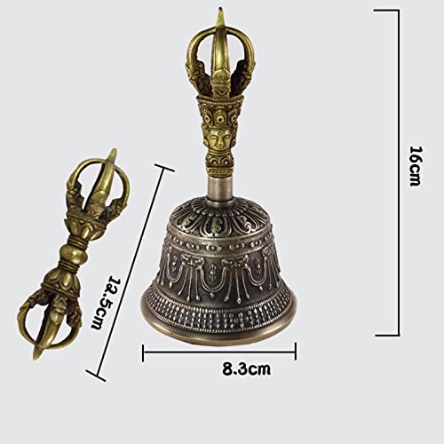 Tibetan Hand Bell,Tibetan Buddhist Meditation Bell 100% Handmade Puja Bronze Bell, Tibetan Meditation Bell For Sound Healing And Yoga (Size : 16cm) - size: 16cm