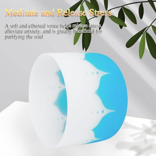 Singing Bowl, 8 Inch Frosted Quartz Crystal Sound Bowl Crystal Singing Bowls with sheepskin percussion stick for Meditation and Stress Relief (Blue) - color: Blue