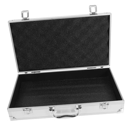 Ipetboom Aluminum Hard Case With Foam, 14x3x8 Inches Metal Tool Container Travel Case Locking Briefcase Case with Foam - color: White