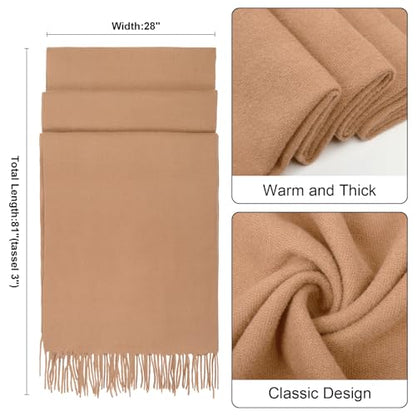 Winter Scarf for Women Pashmina Shawls and Wraps for Evening Dresses Wedding Party Bridesmaid Warm Long Scarves Shawl - color: Camel