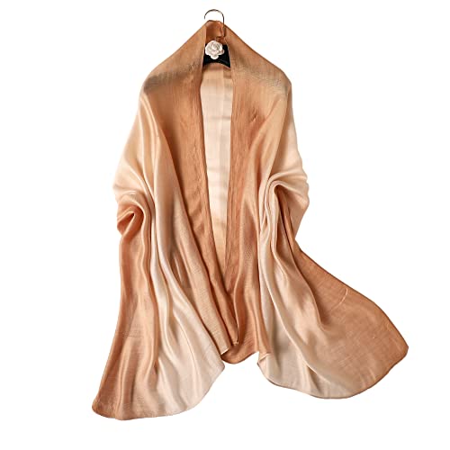 WINCESS.YU Women Gradient Scarf Long Shawls and Wraps Fashion Plain Pashmina Formal Scarf - color: Camel Gradient