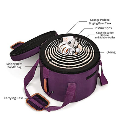 TOPFUND 6-12 inch 440Hz Chakra Set of 7 Black Crystal Singing Bowls with Heavy Duty Carrying Case and Mallets - color: 440Hz Set of 7 Black Bowls, size: 6-12 inch
