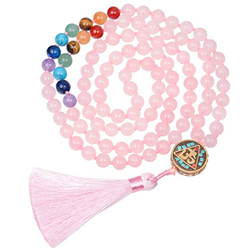 Hand Knotted 108 Mala Beads Tassel Necklace for Unisex, Prayer Beads Yoga Bracelet for Self-Discovery Meditation