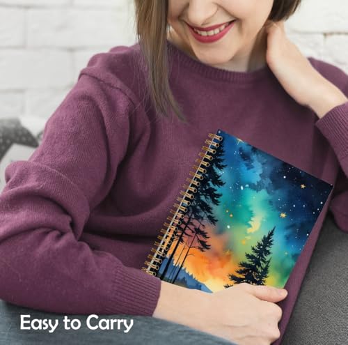 Starry Night Sky Forest Notebook, Enchanted Nature Woodland Journal, Mystical Whimsical Brook Scenery Journal, Nature Lover Gifts Hardcover Spiral Notebooks, 5.5x8.3 Inch - color: Color_1
