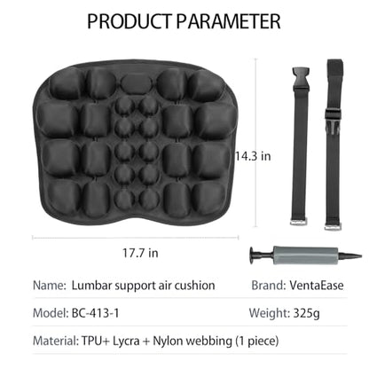 Lumbar Support Pillow for Car & Office Chair - Tailbone Pain Relief Air Seat Cushion for Driver, Wheelchair, Airplane Seat, Travel