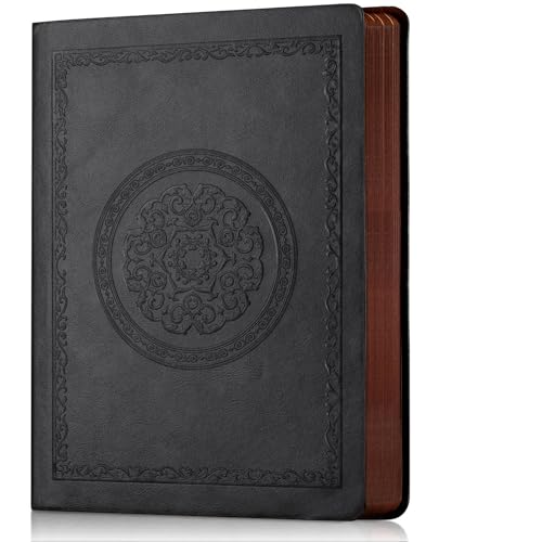 Fetinar Leather Vintage Journal Notebook,300 Pages,Leather Softcover Lined Journal Notebooks for Women Men,Notebook Journals for Writing Travel,Business,Office,5.7'' X 8.3'' - color: Black, style: Ruled-A5