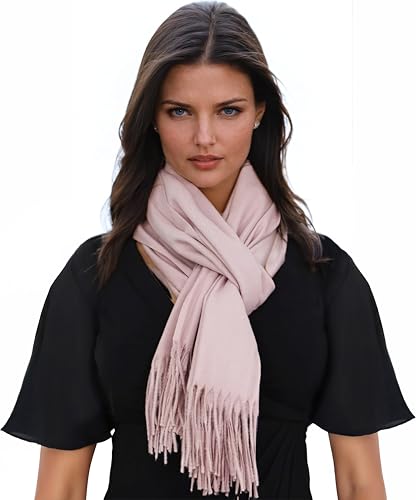 Ocomfly 100% Pashmina Scarf for Women - Premium Womens Scarves - Gift Boxed - Shawls or Wraps - Ultra Soft and Warm - color: Dusty Rose