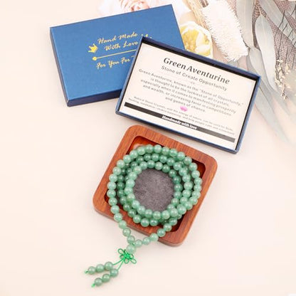 AD Beads 6mm 8mm 108 Prayer Mala Jasper Elastic Bracelet - Handmade Yoga Meditation Healing Power Energy Gifts for Unisex Adult.