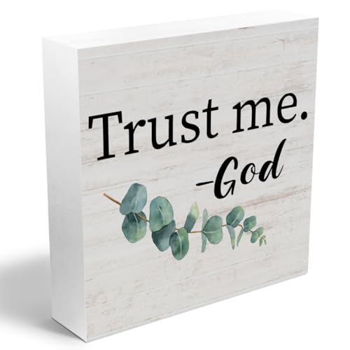 Inspirational Office Desk Decor Wood Box Sign, Trust Me God Sign, Desk Decorations Signs For Office Home Living Room Classroom, Shelf Decor, Inspirational Christian Gifts - color: Trust me