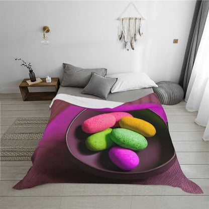 Yoga Meditation Print Large Fleece Throw Blanket 60" X 80" Plush Flannel Blankets for Sofa Couch Bed