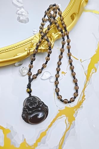 Crystal Pendant Necklaces Healing love Women's Men's choker Obsidian Tiger eye White Crystal Black Gold waterproof dainty Charm stackable statement Cute Stone necklace Unisex - style: Crystal pendant Ice Obsidian Buddha