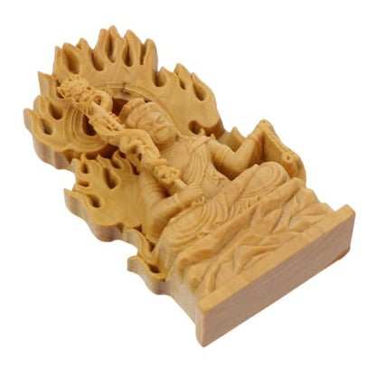 Acalanatha Buddha Statue Hand Carved Boxwood Feng Shui Ornament for Home Decoration Peaceful Energy Sculpture for Meditation Space for Art Lovers