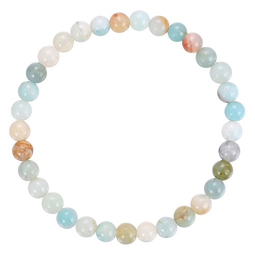 BRCbeads Gemstone Bracelets Natural Gemstone Birthstone Handmade Healing Power Crystal Beads Elastic Stretch 7.5 Inch Gift Box Unisex - color: Amazonite
