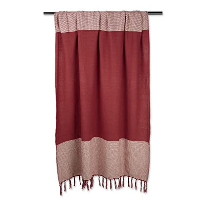 DII Striped Throw Collection Urban Cityscape Border - color: Barn Red