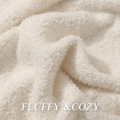 bearberry Super Soft Fluffy Throw Blanket Lightweight Cozy Warm Bed Blankets for Couch Bed Sofa All Season (Cream, 60”x80”) - color: Cream, size: Twin(60″x80″)