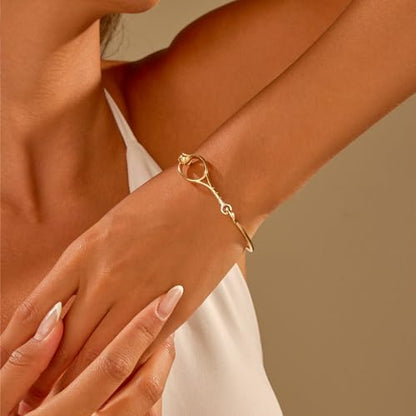 Dainty Gold Bracelet for Women Simple Thin Cuff Bangle Hook Bracelet 18K Gold Plated Elegant and Minimalist Jewelry for Everyday Wear