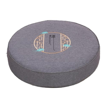 Round Meditation Cushion Mat Set with Washable Cotton Linen Cover, Larger Yoga Mat Bolster Floor Pillows Seating for Adults Meditation Accessories grey-40cm