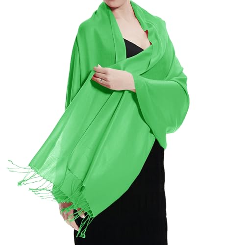 TZ Promise Women Pashmina Shawls and Wraps for Evening Dresses,Soft Large Long Scarf for Wedding,Bride Bridesmaid Gifts - color: Green
