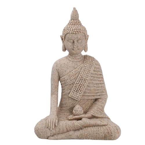 6.5 Inch Hand-Painted Buddha Statue - Exquisite Meditation Sculpture for Home/Office Desk, Feng Shui Zen Decor, Unique Housewarming Gift - Pure Sandstone - color: D-pure Sandstone
