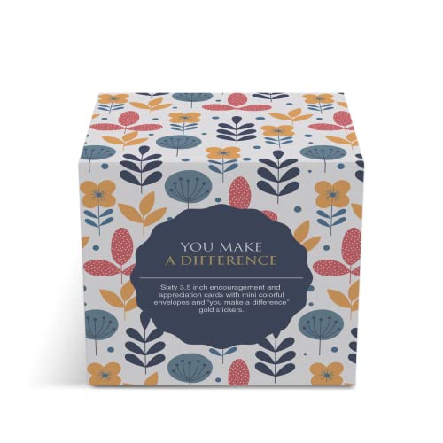 Dessie 60 You Make a Difference Inspirational Cards with Envelopes & Matching Seals. 60 Post-it Note Size Motivational and Encouragement Cards with Positive Affirmations. Great Thoughtful Gifts. - size: 3.5 x 3.5 inches, style: You make a difference