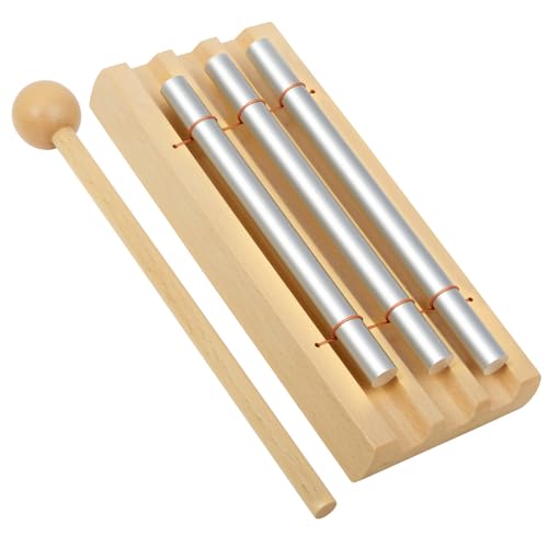 Eastrock Hand Chime Bell Meditation Wind Chimes & Classroom Chime for Mindfulness, Yoga, and Sound Healing Teacher Gifts for Women, Classroom Management Tool & Meditation Accessories（3 Tone） - size: 7.7 inch