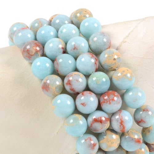 Justinstones Gemstone Crystals Chakra Beads Bracelet Crystal Healing 10mm Round Stretchable Bracelet for Her Gift - color: Dyed Blue Serpentine