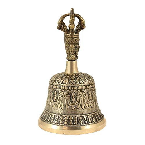 Skywalk Hand Made Metal Brass Bell for Self Healing Meditation Prayer and Yoga,Nepali Bell,Buddhist Decor Religious Gift 20 Cm X 15 Cm X 7.5 Cm Multicolour