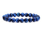 Keleny Gem Semi Precious Gemstones 8mm Natural Stone Round Beads Rock Crystal Jasper Stretch Bracelet 7 Inch Unisex - color: Dyed Sky Blue Tiger Eye 3#