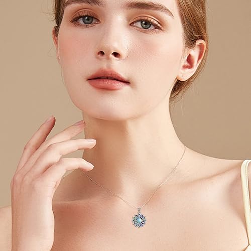 ONEFINITY Lotus Necklace 925 Sterling Silver Moonstone Pendant Necklace Yoga Lotus Jewelry for Women - style: NA lotus