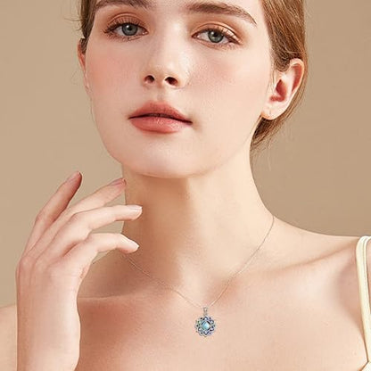 ONEFINITY Lotus Necklace 925 Sterling Silver Moonstone Pendant Necklace Yoga Lotus Jewelry for Women - style: NA lotus