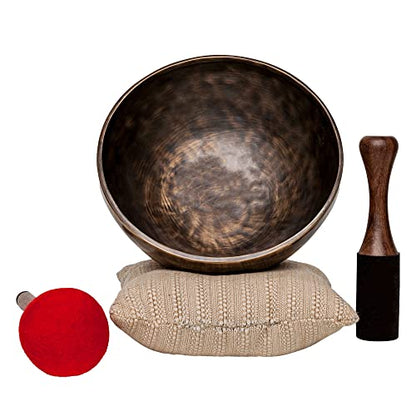 Large Tibetan Singing Bowl Set by Ohm Store — Saturn Pure Bronze Meditation Sound Bowl 9 Inches, 2 Mallets and a Cushion — Handcrafted Nepali Sound Bath Instrument (Saturn) - color: Saturn