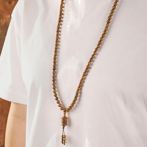 Natural Green Sandalwood 108 Mala Bead Necklace Buddhist Prayer Beads for Meditation or Yoga - style: Om Mani Padmei Hum Mantra