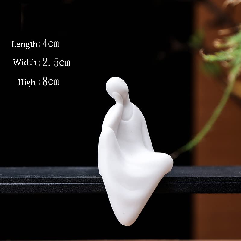 Ceramic Minimalist Statue, Chinese Ancient Buddhism Statues and Sculptures Table Top Bookshelf Top Desk/Bookshelf/Dinning Table/Teahouse Home Decor, Yoga/Zen/ Meditation/Inner Peace Decor (Set of 4)
