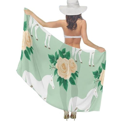 Fashion Travel Swimwear Bikini Wrap All Seasons Chiffon Scarf Beach Yarn Shawl - color: Color969
