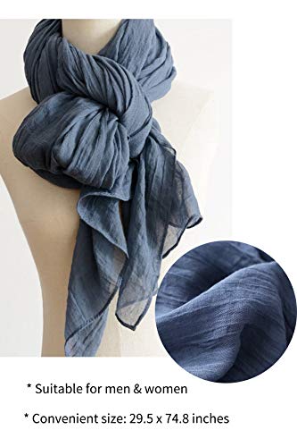 Jeelow Solid Color Scarf Wrap Shawl for Women Men – Soft Lightweight Head Scarf, All Season, Travel Beach Office Daily Wear - color: Blue Jean