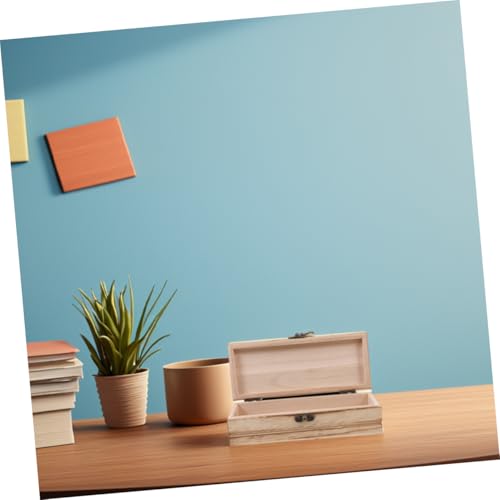 Mobestech 2pcs Unfinished Wooden Keepsake Box Hinged Lid Rectangular Storage Organizer for Crafts Jewelry and Home Decor Versatile and Elegant Design for Projects