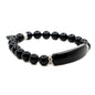 Justinstones Gem Semi Precious Gemstone Love Heart Charm Stretch Beaded Bracelet Unisex - color: Black Agate