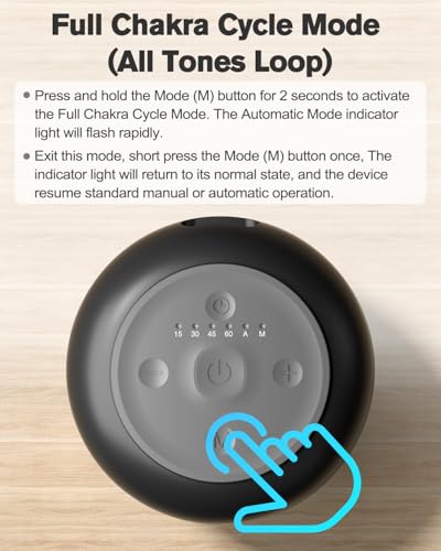 Portable Electronic Tibetan Singing Bowl, 8 Chakra Modes with 8 Chakra Cycle Play Mode, Auto/Manual Mode, Vibration & Built-in Timer, USB-C Rechargeable Meditation Device for Yoga, Reiki, Relaxation